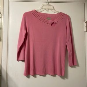 Pink Beaded Sigrid Olsen Sport Cotton Blend Sweater